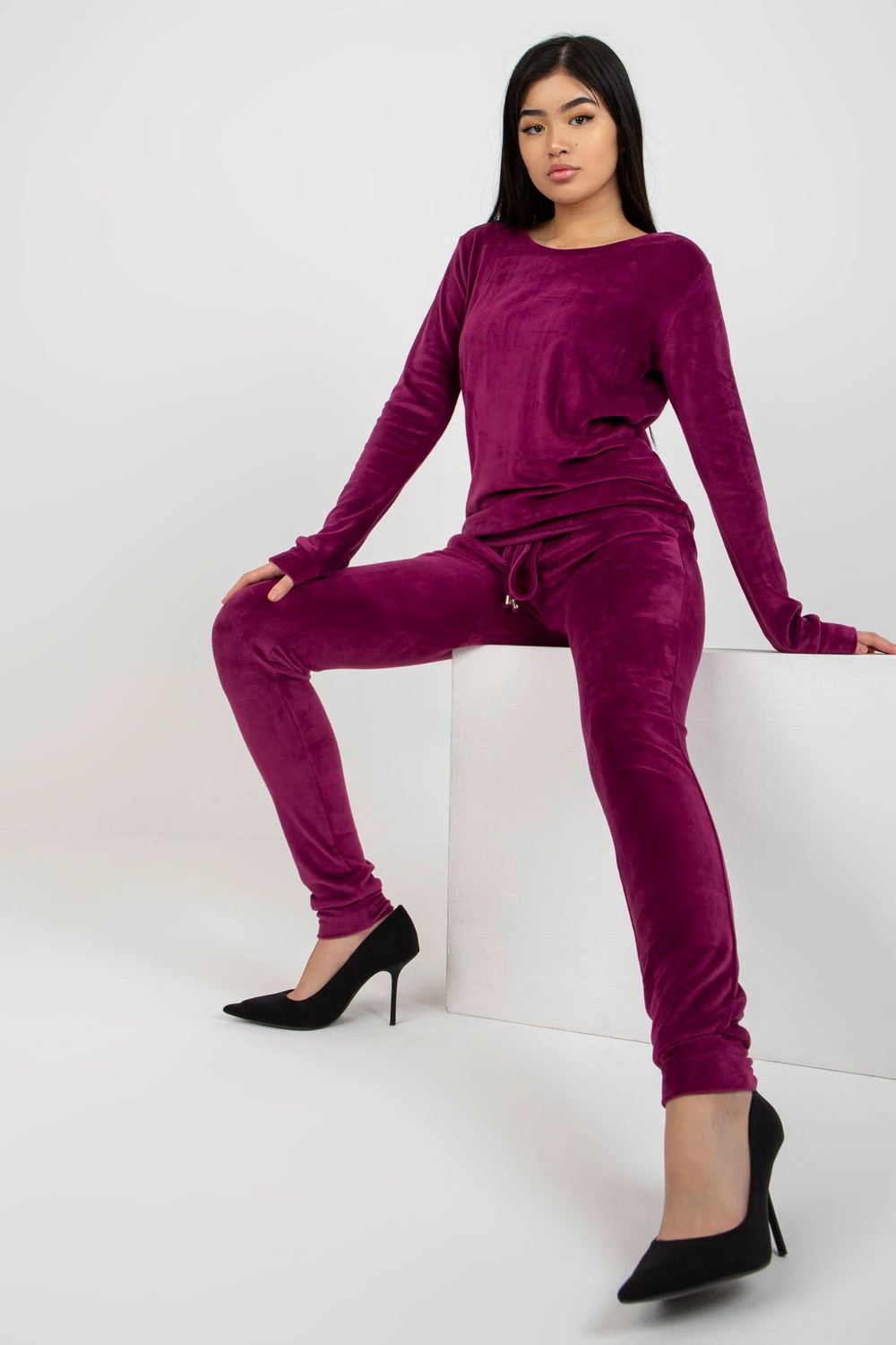Set iz velurja, Rue Paris model 175105, violet