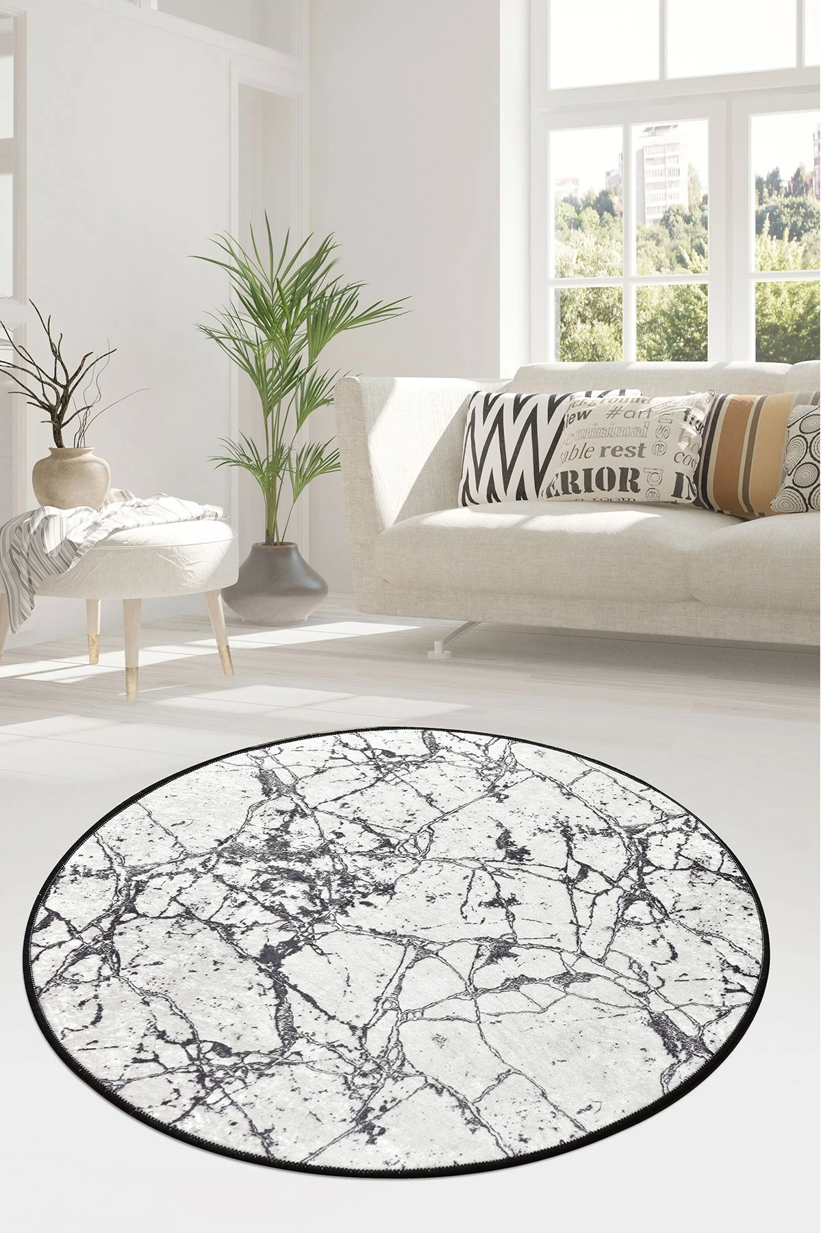 Preproga (140 cm) Conceptum Hypnose, marmor, bela