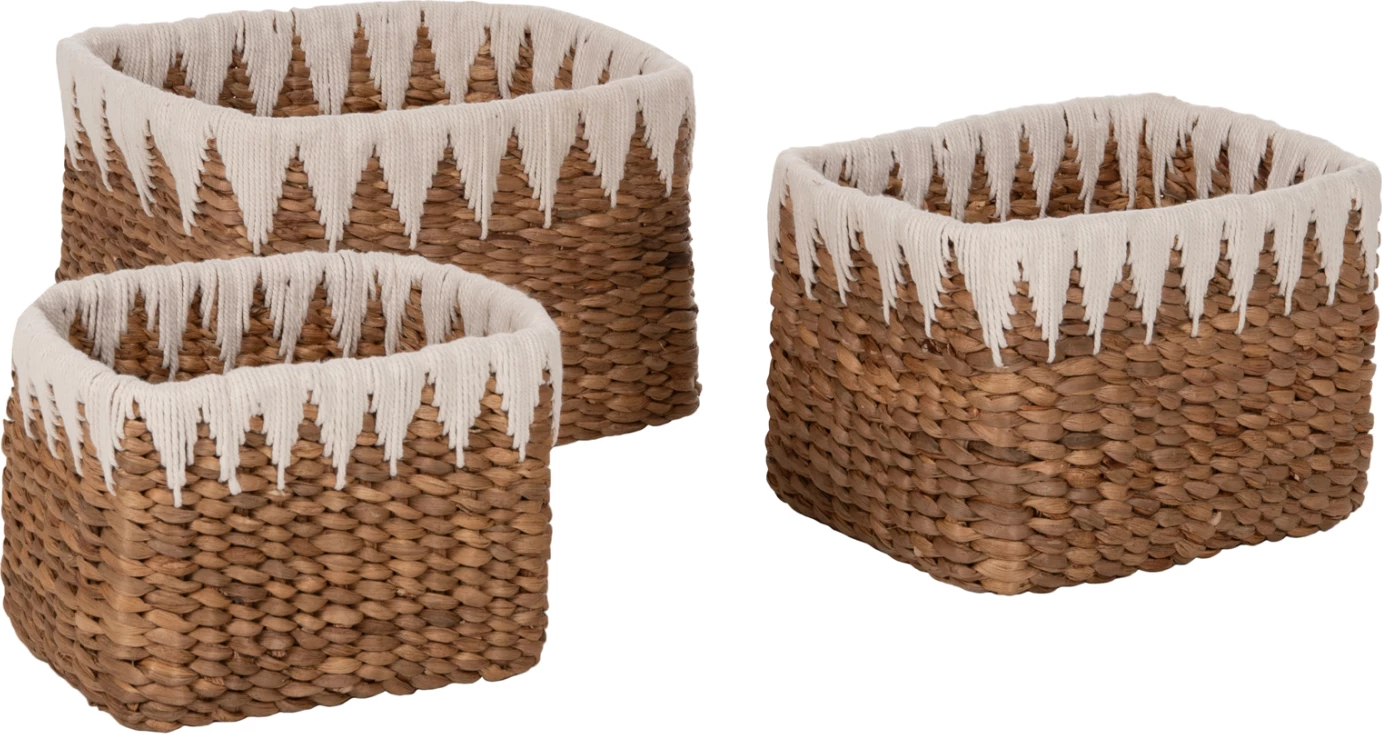 Košare set 3 kosov FH4296 kvadratne - banana lubje v naravni barvi 40x30x25H cm