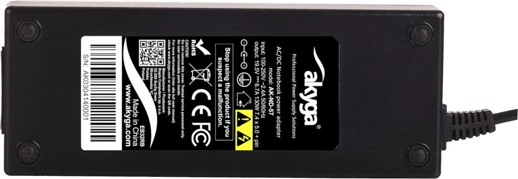 Polnilec za prenosnik Akyga AK-ND-57, 130 W, črn