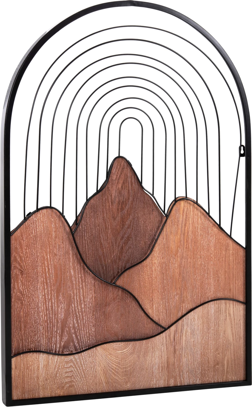 Stenska dekoracija FH4220 naravne barve lesa-črna kovina 60x3,5x93Hcm