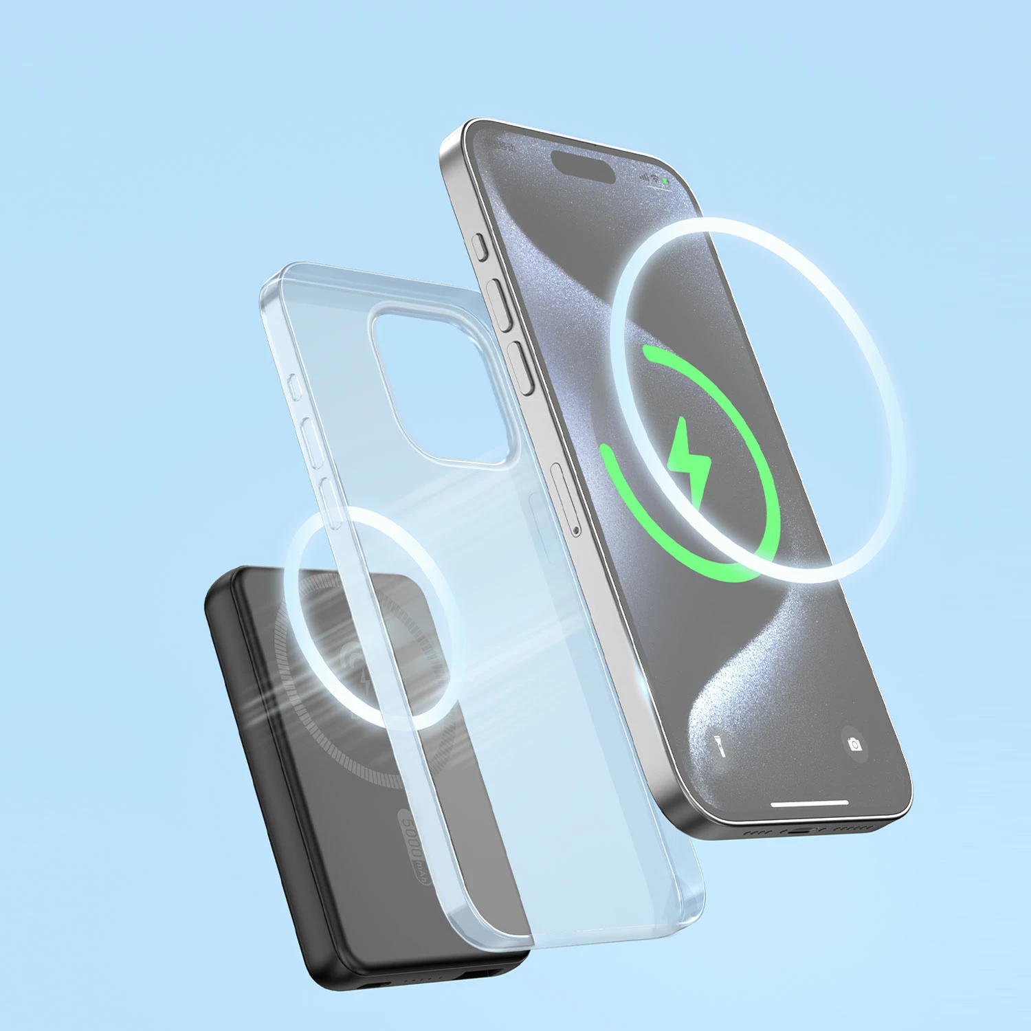 Zunanji akumulators 5000mAh Dudao K14S, MagSafe, USB-C/USB-A, črn