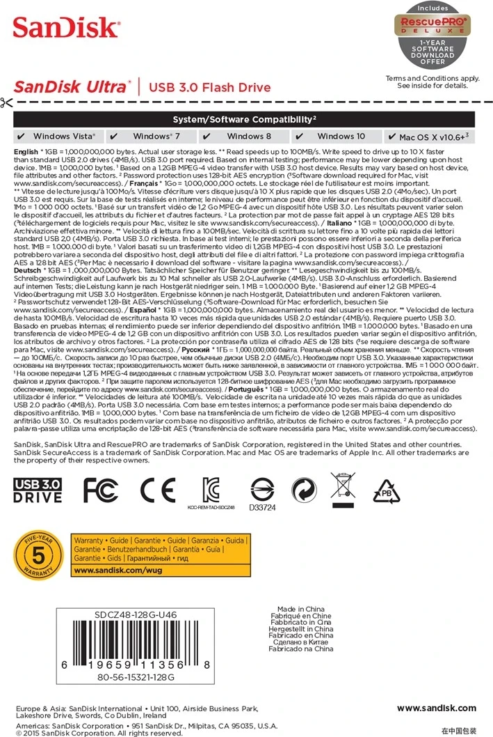 USB tip-C 3.0 128 GB, SanDisk, črn