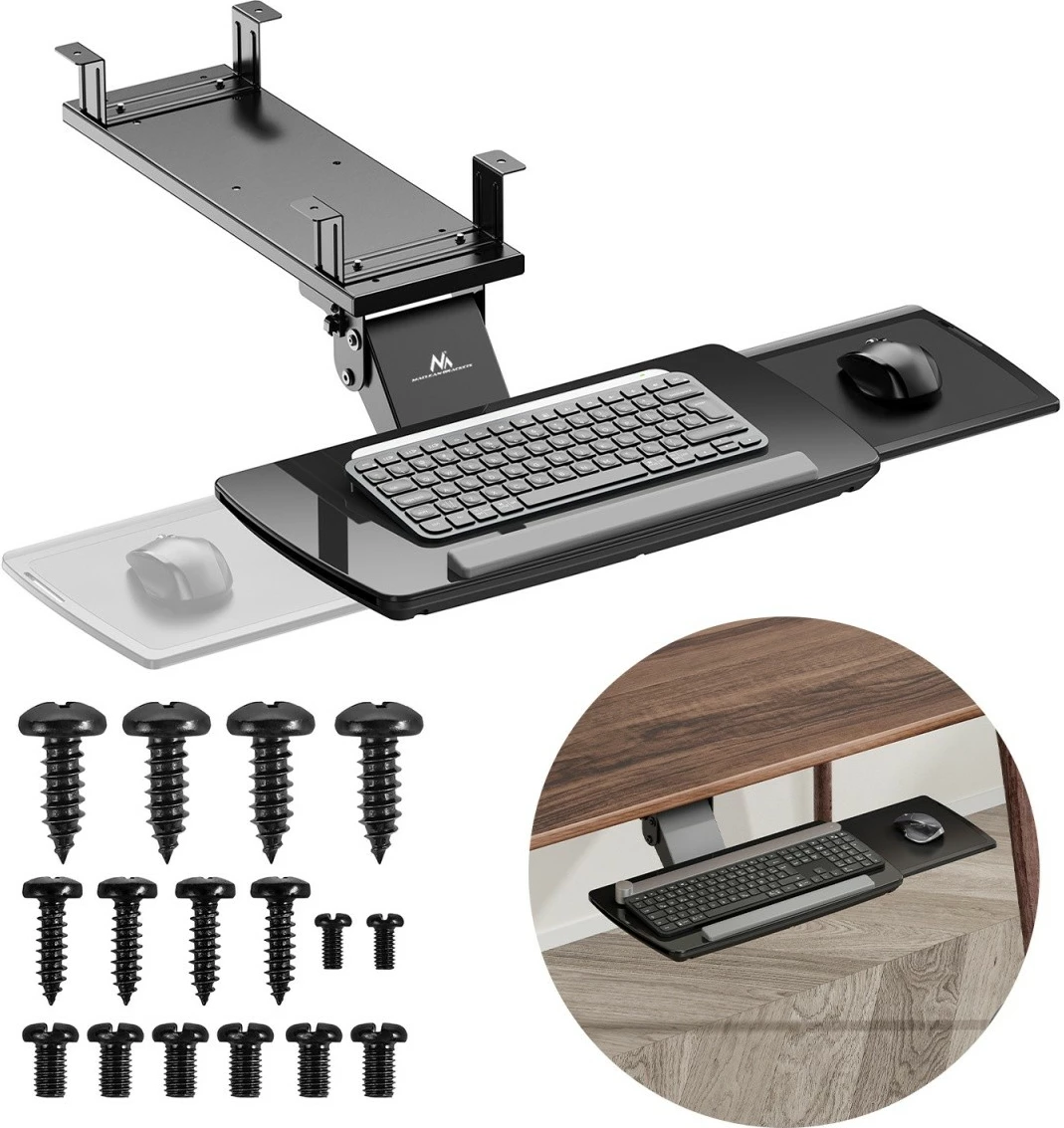 Držalo za tipkovnico, nastavljivo, pod mizo, črno Maclean MC-156 B