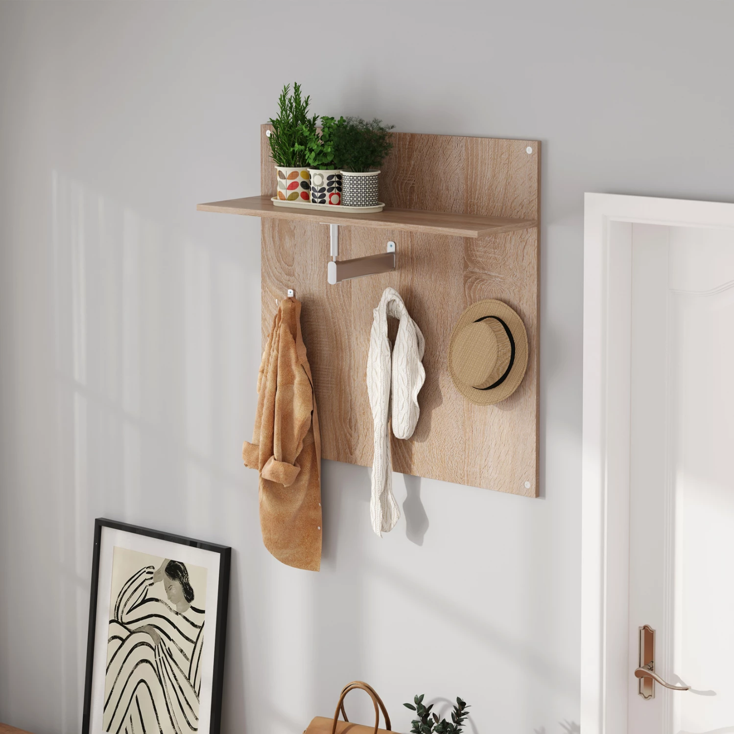 Obešalnik s polico FH4361 melamin v barvi sonama 80x80x25 (globina police) cm