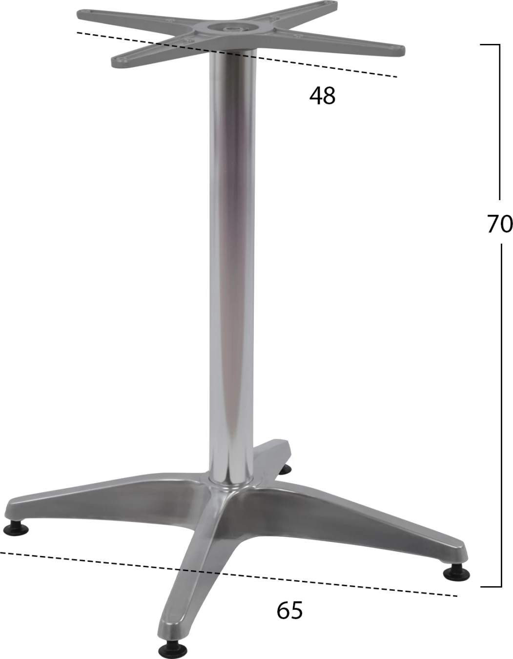 Aluminijasta osnova 4 noge 65x65x70cm s križem 48x48cm FH448.01 kromirana