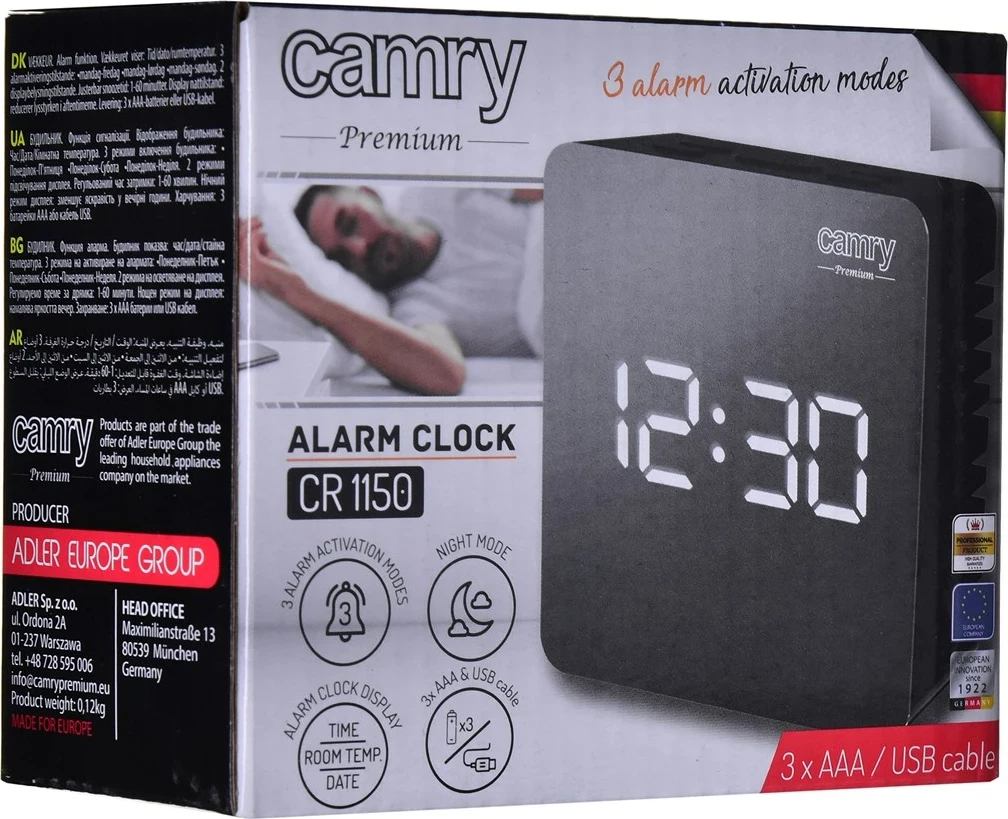 Digitalna budilka z LED zaslonom Adler CAMRY CR 1150b, črna