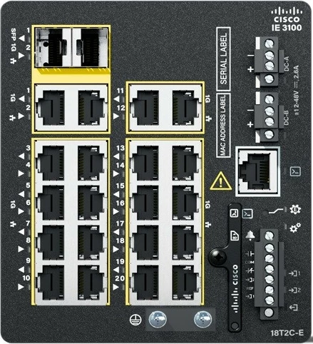 Industrijski stikalnik Cisco IE3100, 18 Gigabit vrat, 2 SFP, črn