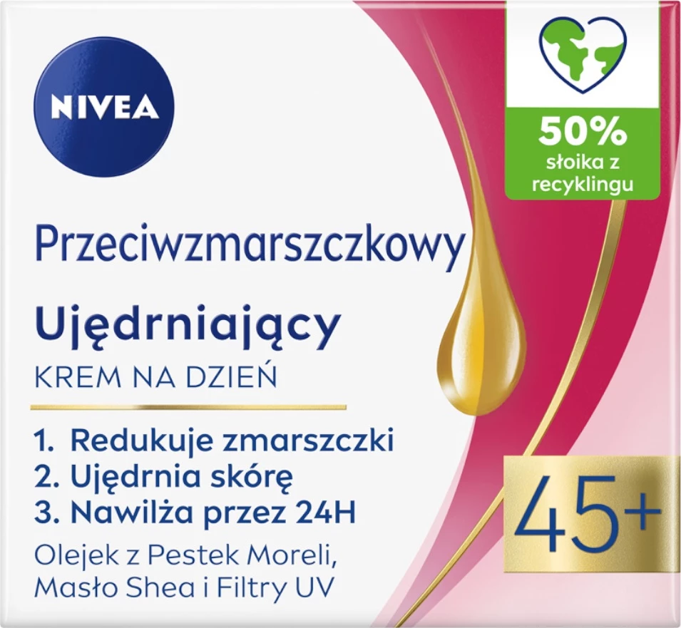 Dnevna krema proti gubam in učvrstitvena, Nivea 45+ za ženske, 50 ml