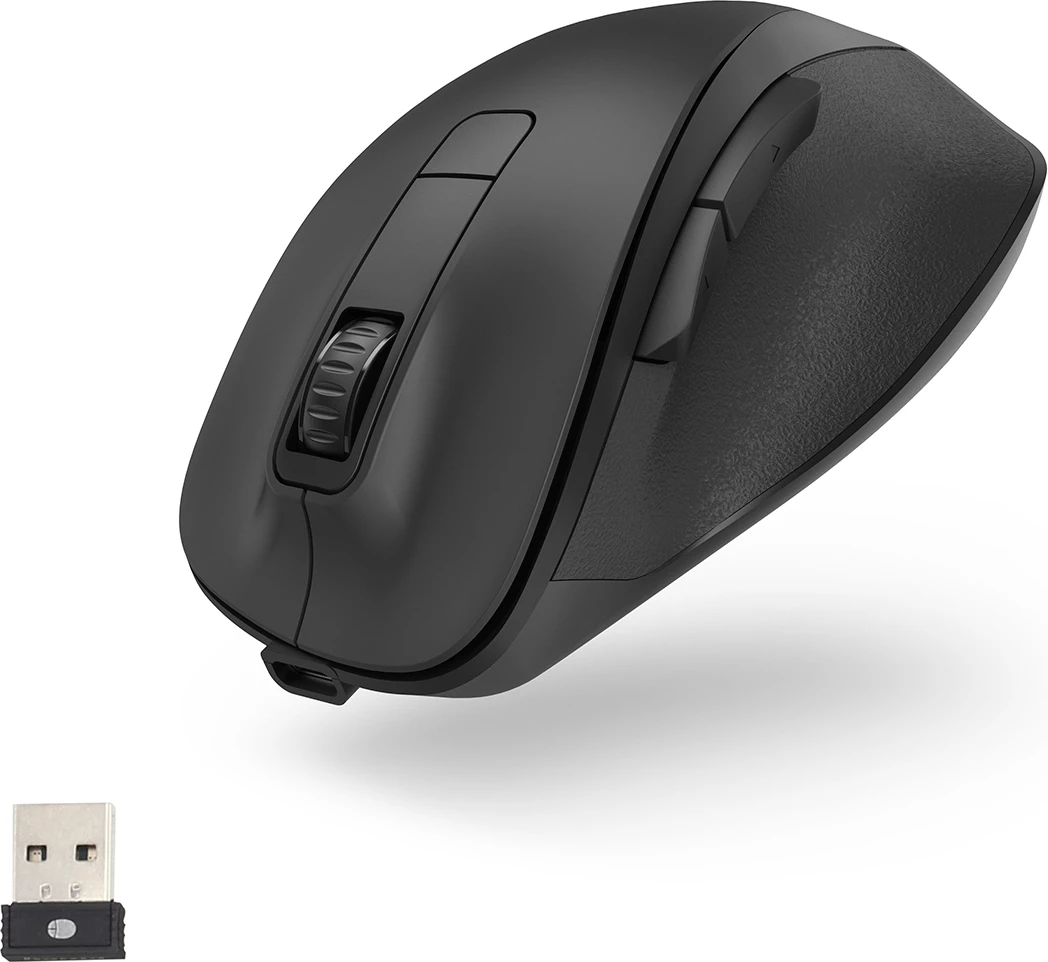 Brezžična miška Hama MW-500 V2, vgrajena polnilna baterija, 800/1200/1600 DPI, 2,4 GHz USB-A, za desničarje, črn