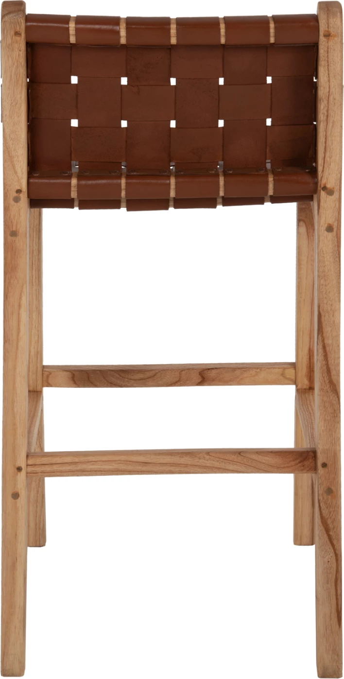 Stol z naslonjalom FH9380.01 visok mindi les pleteno usnje naravno, 40x53x89H