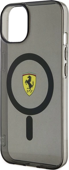 Prosojen ovitek za telefon MagSafe za iPhone 14 (6,1"), Ferrari, črn