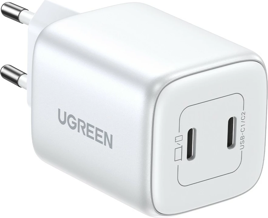 Hitri polnilnik 45W, 2x USB Type-C, bel — Ugreen 15327 Hitri polnilnik 45W, 2x USB Type-C, bel — Ugreen 15327