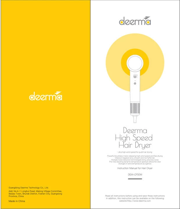 Sušilnik za lase Deerma DEM-CF50W, bel