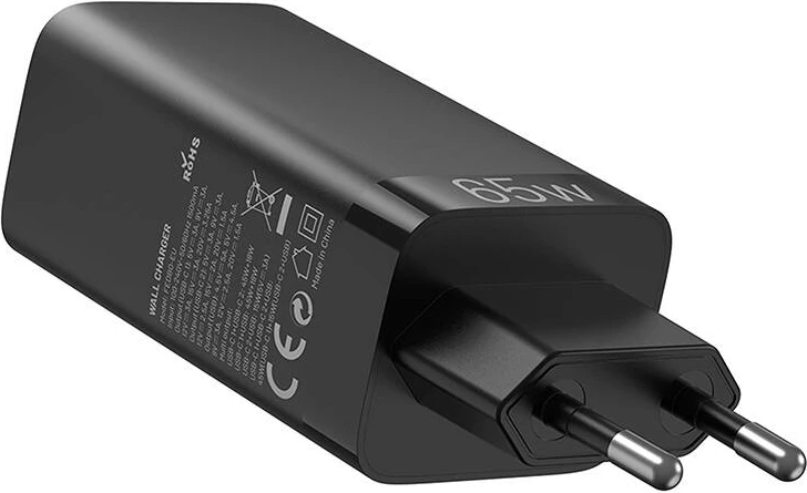 Omrežni polnilec, 3 vrata (2x USB-C, 1x USB-A), 65W, GaN, črn, Vention FEDB0-EU