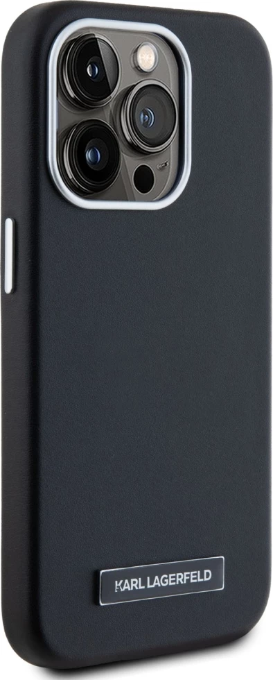 Ovitek za telefon Karl Lagerfeld FW Metal Plate MagSafe za iPhone 15 Pro Max, črn