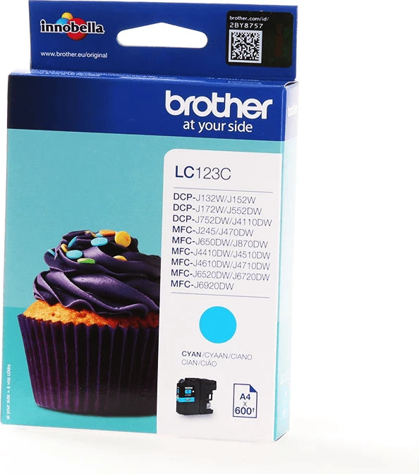 Črnilna kartuša, 5,9 ml, do 600 strani, cijan, Brother LC123C