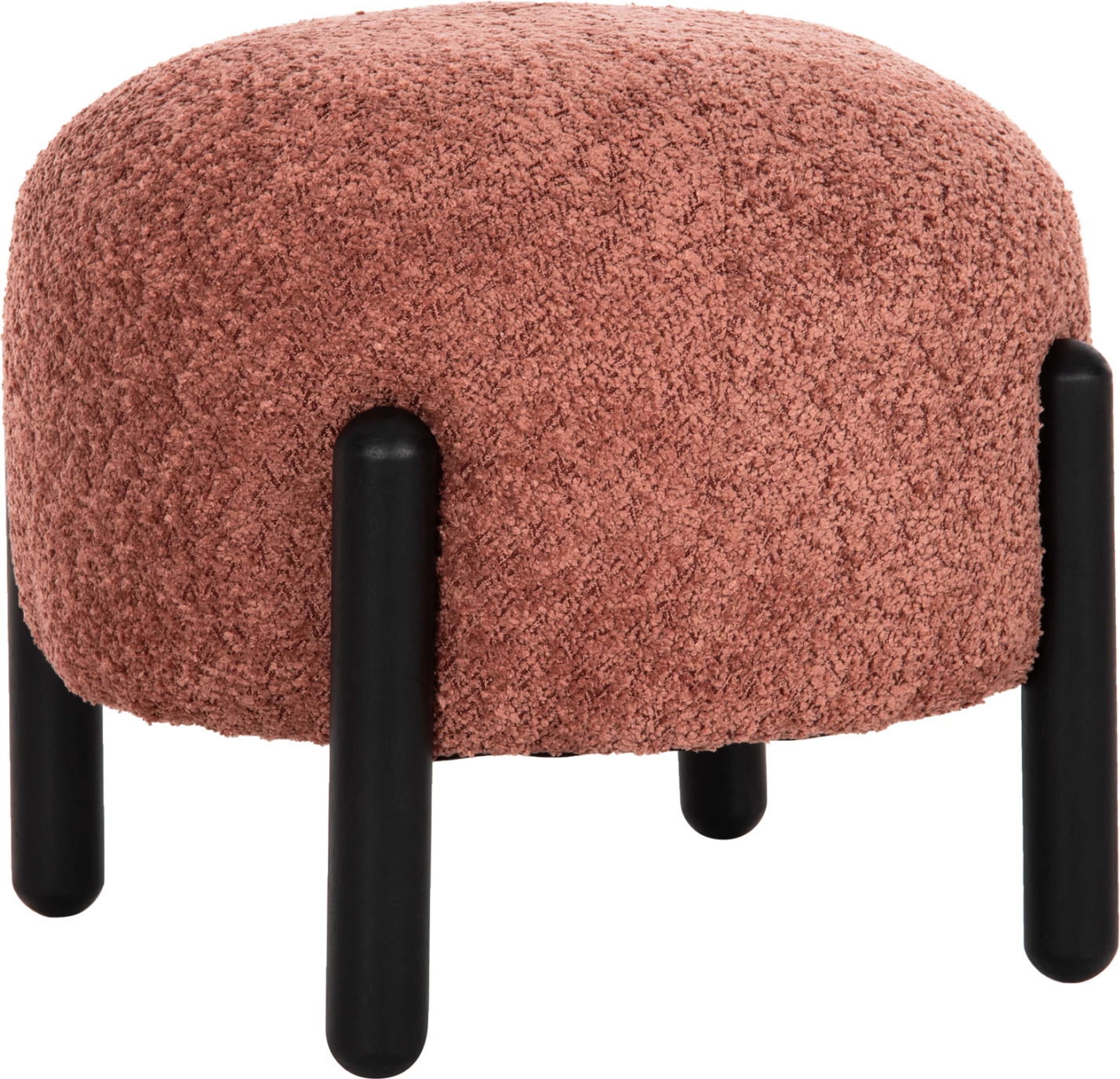 Okrogli stol EWAN FH9596.02 iz roza boucle tkanine s črnimi kovinskimi nogami Φ45x36Hcm