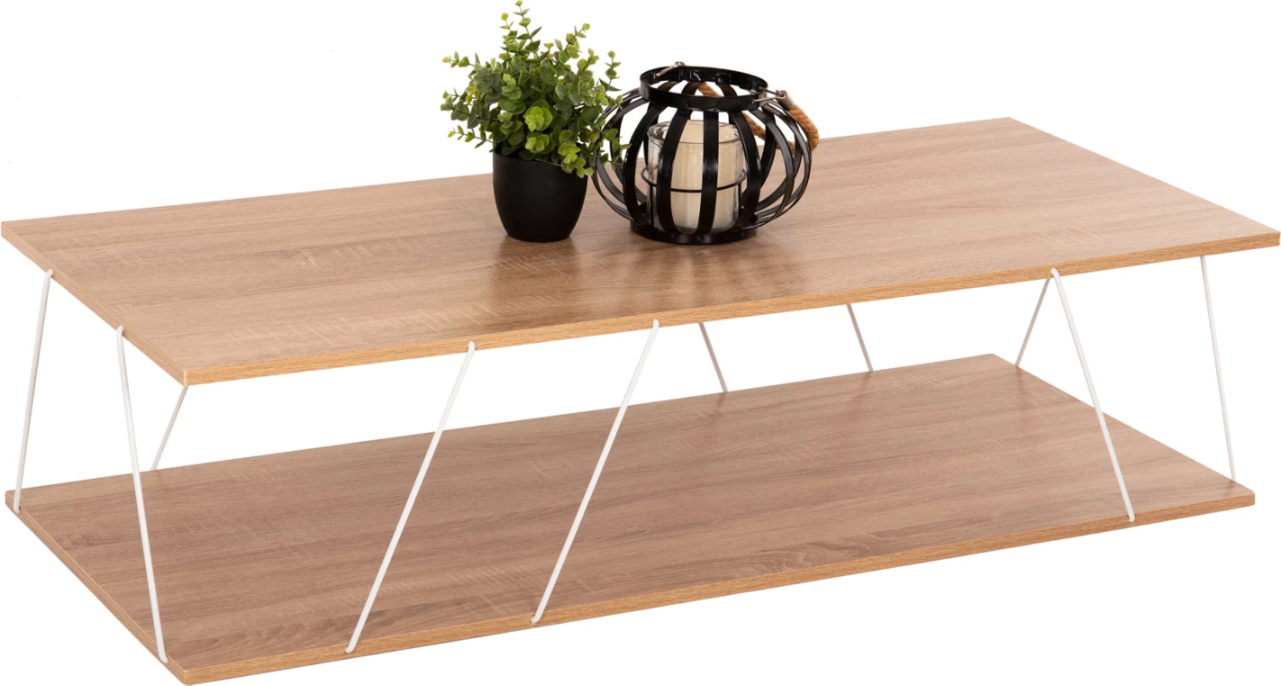 Klubska miza TARS FH8927.14 sonoma melamin-bela kovinske palice 120Χ50Χ30Hcm