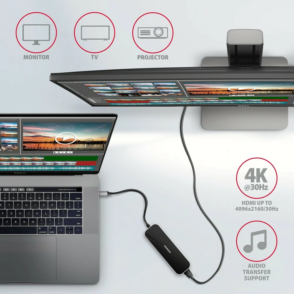 Večportni USB-C hub, 4x USB-A, HDMI, USB-C 3.2 Gen 1, PD 100W, 20 cm, črn, AXAGON HMC-6H4A Večportni USB-C hub, 4x USB-A, HDMI, USB-C 3.2 Gen 1, PD 100W, 20 cm, črn, AXAGON HMC-6H4A