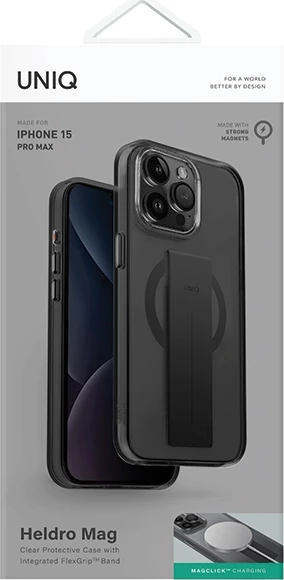 Ovitek za telefon UNIQ Heldro Mag za iPhone 15 Pro Max, z MagSafe, črn