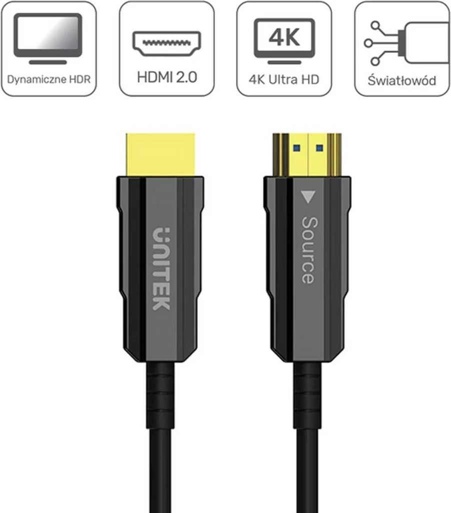 Optični HDMI kabel UNITEK C11072BK03-12M, 12 m, 4K 60 Hz, črn