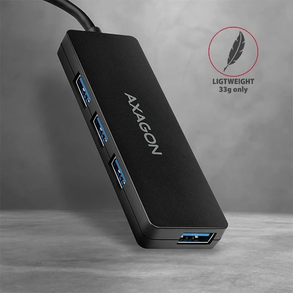USB razdelilec AXAGON HUE-G1A, 4 vrata, USB 3.2 Gen 1, kabel 14 cm, črn USB razdelilec AXAGON HUE-G1A, 4 vrata, USB 3.2 Gen 1, kabel 14 cm, črn