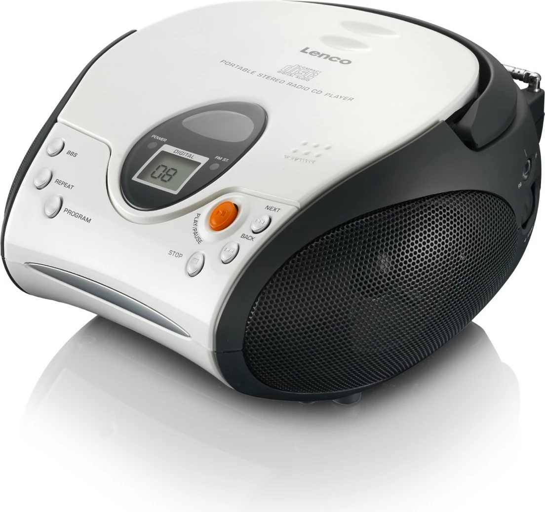 Prenosen zvočnik, MP3 in FM Lenco SCD-24, bel/črn