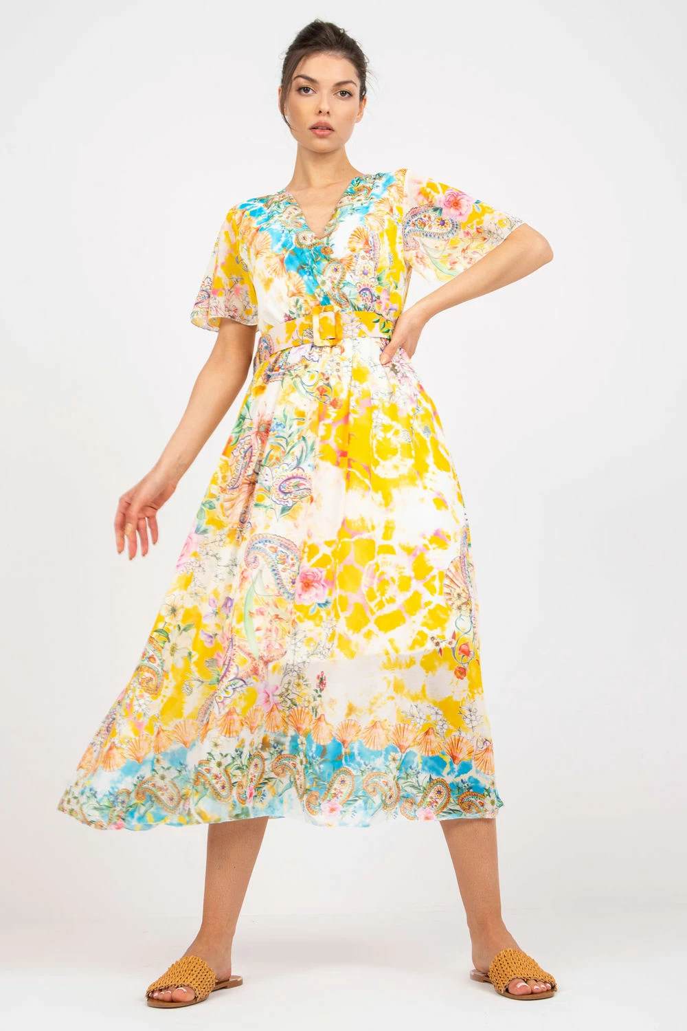 Obleka Italy Moda 196201, rumena