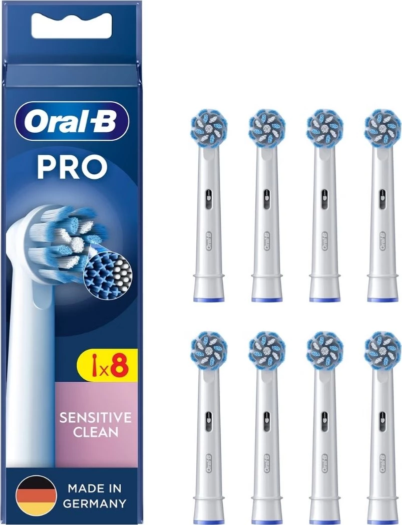 Glave sonične zobne ščetke, Oral-B 860649 Sensitive Clean, 8 kosov, bela