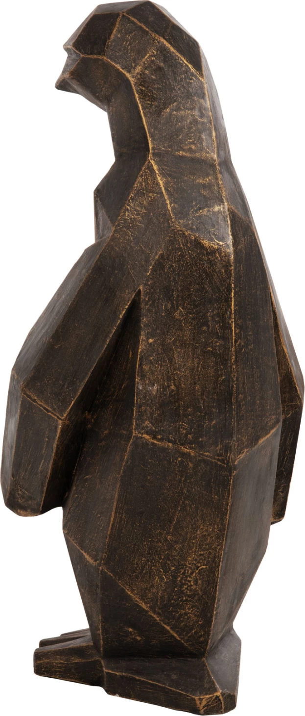 Talna dekoracija pingvin FH7914 GRC v črni patini z zlatimi detajli 45x45x100H cm