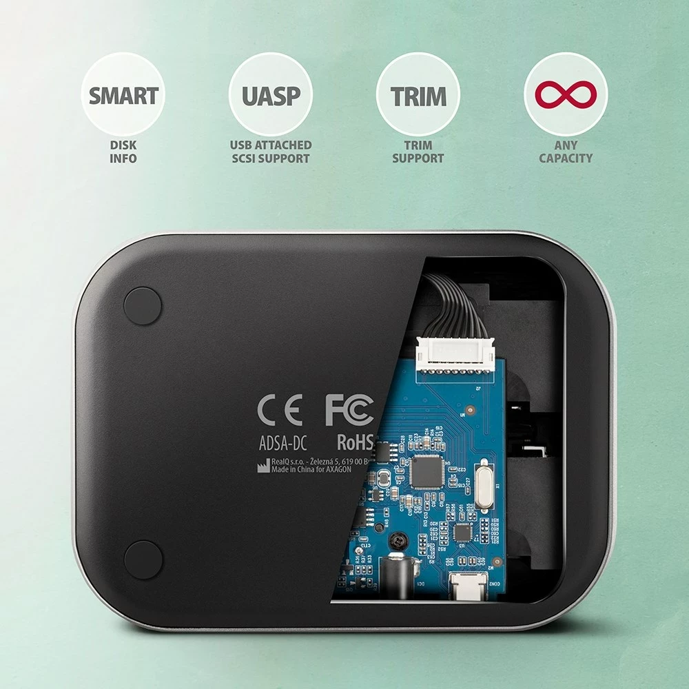 Doks za diske AXAGON ADSA-DC, USB 3.2 Gen 1, 2x SATA 6G, siv Doks za diske AXAGON ADSA-DC, USB 3.2 Gen 1, 2x SATA 6G, siv