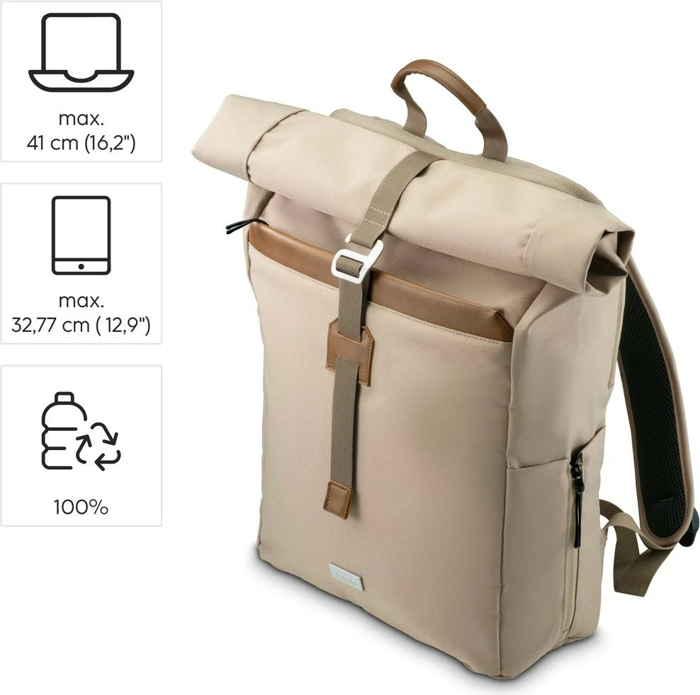 Nahrbtnik za prenosnik Hama Silvan 222025, 16,2 palca, rPET 15–22 L, bež