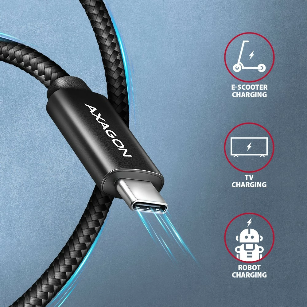 USB-C na USB-C kabel AXAGON BUCM4X-CM10AB, 1 m, USB4 Gen 3x2, 240W, 8K, črn USB-C na USB-C kabel AXAGON BUCM4X-CM10AB, 1 m, USB4 Gen 3x2, 240W, 8K, črn