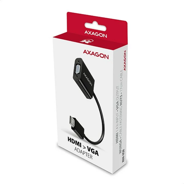 Aktivni adapter HDMI v VGA, AXAGON RVH-VGN, črn Aktivni adapter HDMI v VGA, AXAGON RVH-VGN, črn