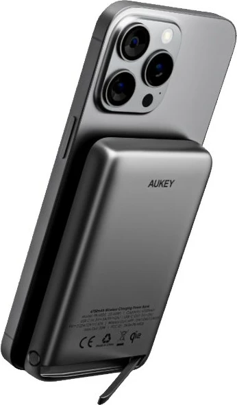 Power bank, AUKEY PB-MS06 MagSafe, 10000 mAh, 30 W, Qi2, črn