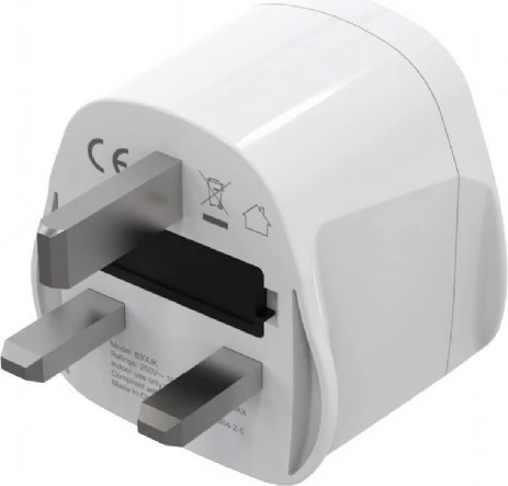 Potovalni napajalni adapter World → UK, 10A, ozemljena vtičnica tip G, bela, Gembird A-AC-UKMINTF