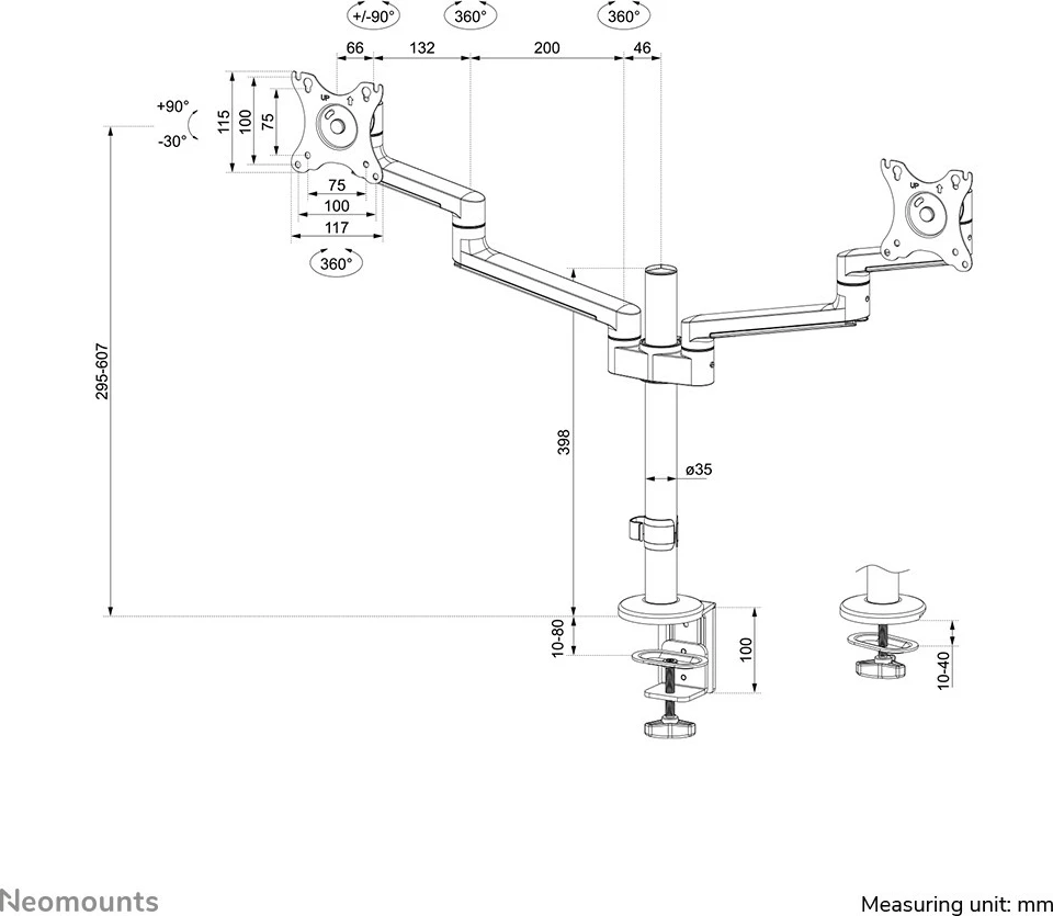 Namizni nosilec za zaslon 17-27", Newstar DS60-425WH2, bel Namizni nosilec za zaslon 17-27", Newstar DS60-425WH2, bel