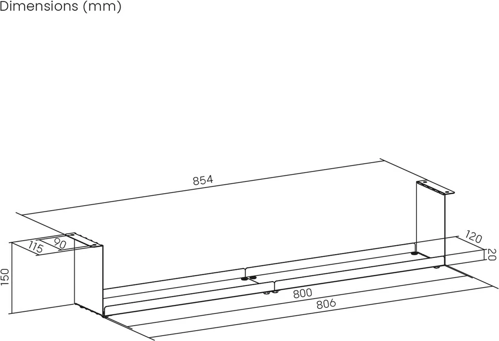 Organizator kablov pod pisalno mizo Maclean MC-107 B, jeklo, črn