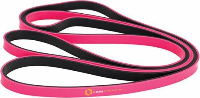 Elastični odporni trak za vadbo, HMS GU06, roza/črn, 13x5x2250 mm