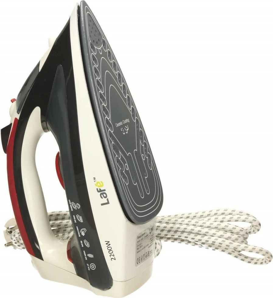 Parni likalnik, 2200 W, keramična plošča, črno/rdeč Lafe LAF02b