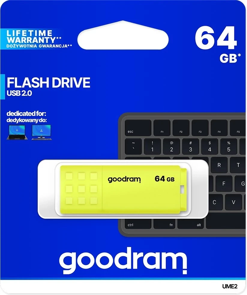 USB ključek GoodRAM UME2, 64 GB, rumen
