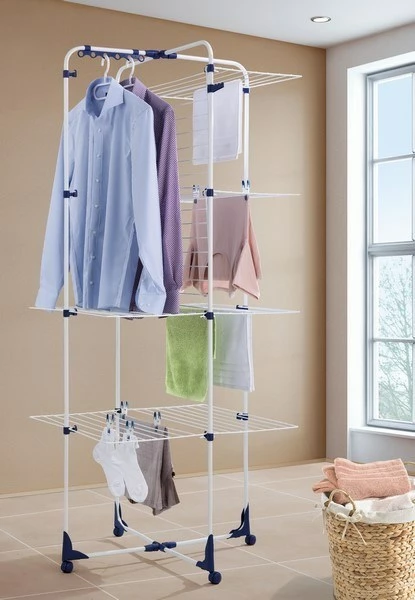 Sušilnik za perilo Leifheit Pegasus Classic Tower 450, 1760 mm, bel/moder