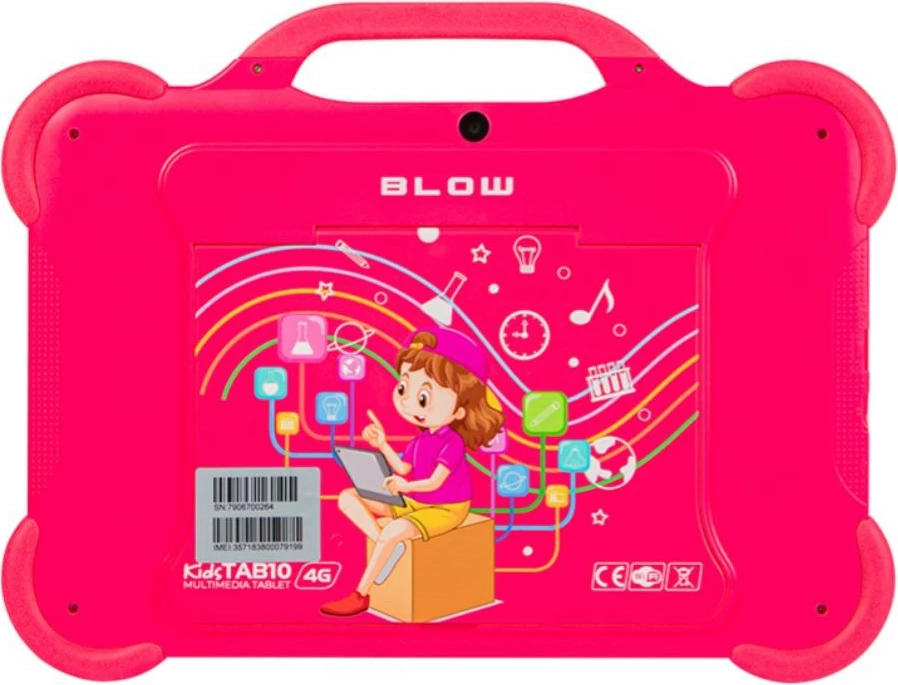 Tablica za otroke 10,1-palčni FHD, 4 GB RAM, 64 GB, Android 12, roza ovitek — BLOW KidsTAB10 4G