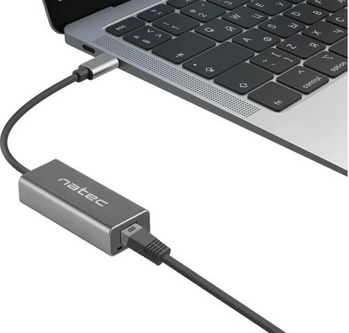 Omrežna kartica USB-C 3.1, RJ-45 1 Gb, siva, Natec Cricket