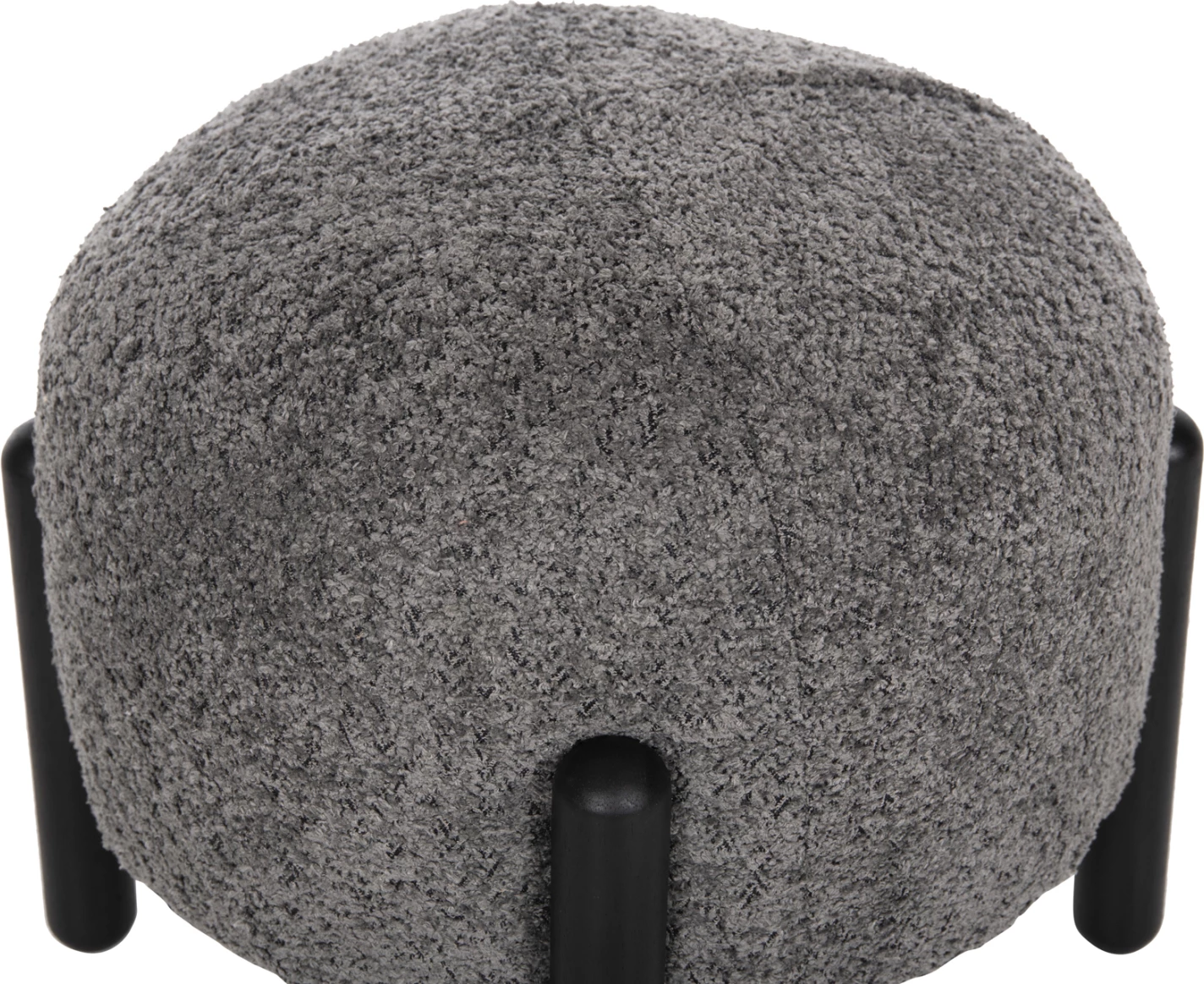 Okrogli stol EWAN FH9596.01 iz sive boucle tkanine s črnimi kovinskimi nogami Φ45x36Hcm