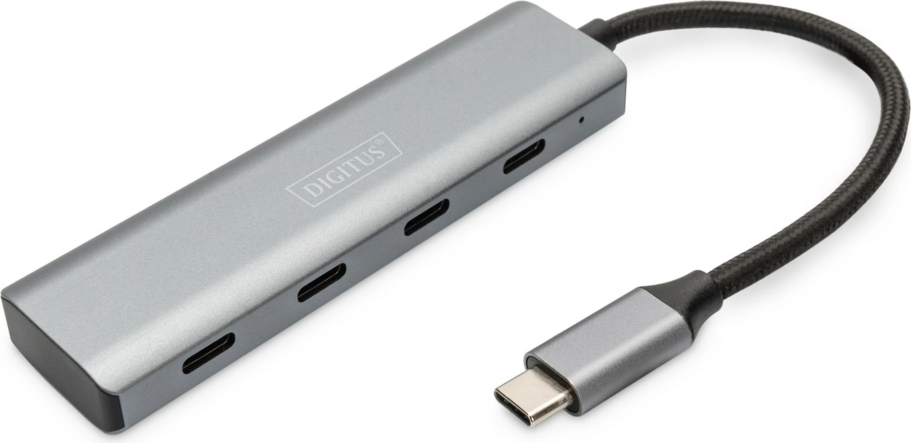 USB-C razširitveni hub Digitus, 4 priključki, USB 3.2 Gen 1, 5000 Mbit/s, siv
