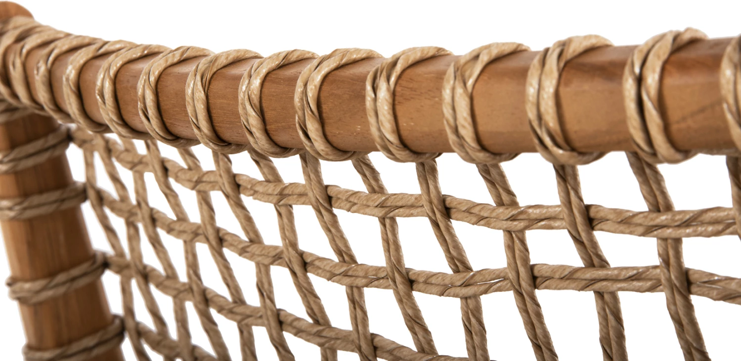 VAYA naslanjač iz tikovine in sintetične vrvi v naravni barvi 54x59x84Hcm