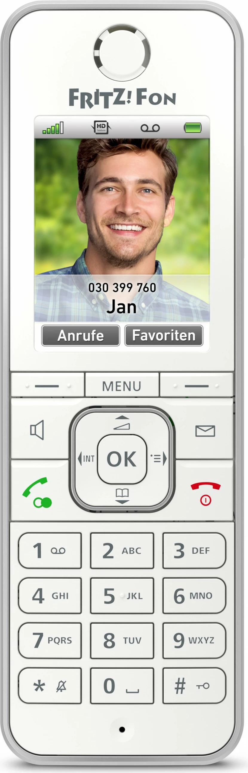 Brezžični telefon DECT, FRITZ!Fon C6, zvočnik, 300 stikov, bel
