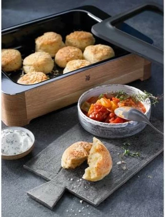 Pekač iz keramike in jekla z lesenim ročajem, 360 mm, črn, rjav — WMF Fusiontec